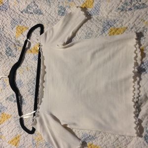 Wide neck stretchy white crop top medium lettuce hem never worn